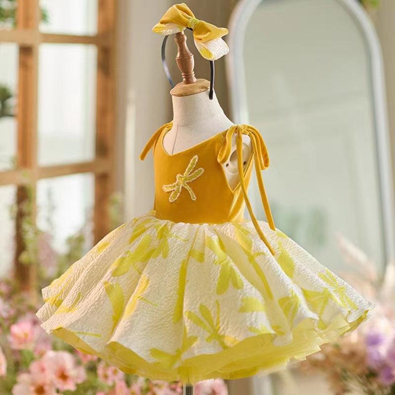 Jill Wish Elegant Dubai Yellow Girl Dress Short Gown J006