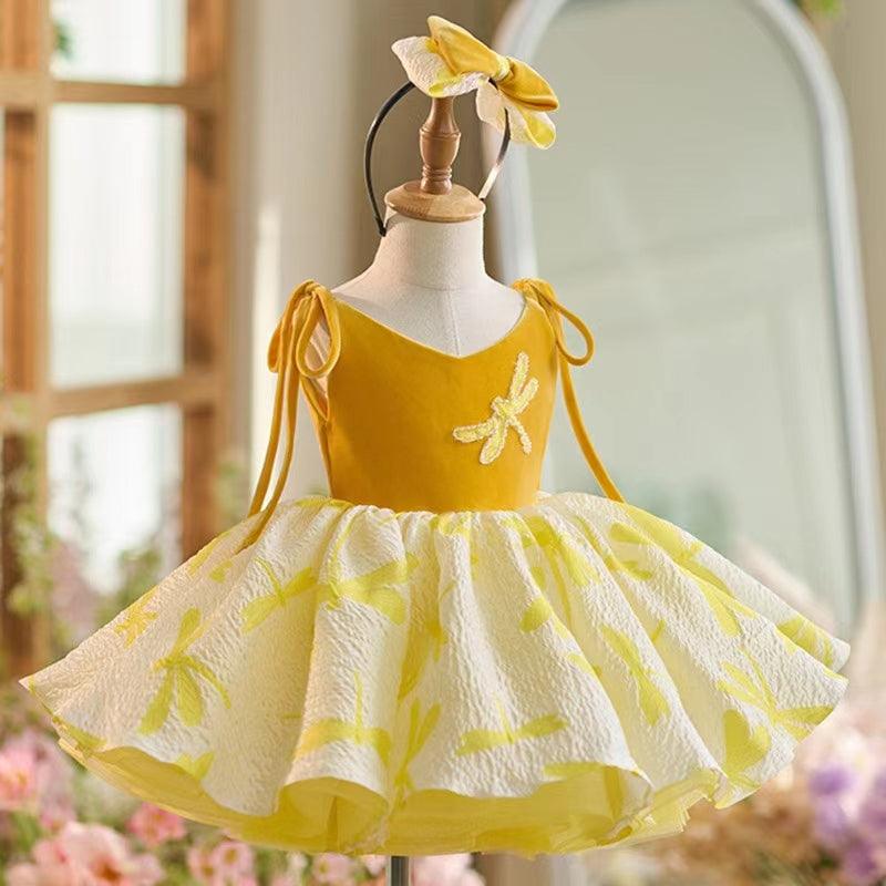 Jill Wish Elegant Dubai Yellow Girl Dress Short Gown J006
