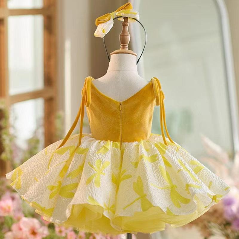 Jill Wish Elegant Dubai Yellow Girl Dress Short Gown J006