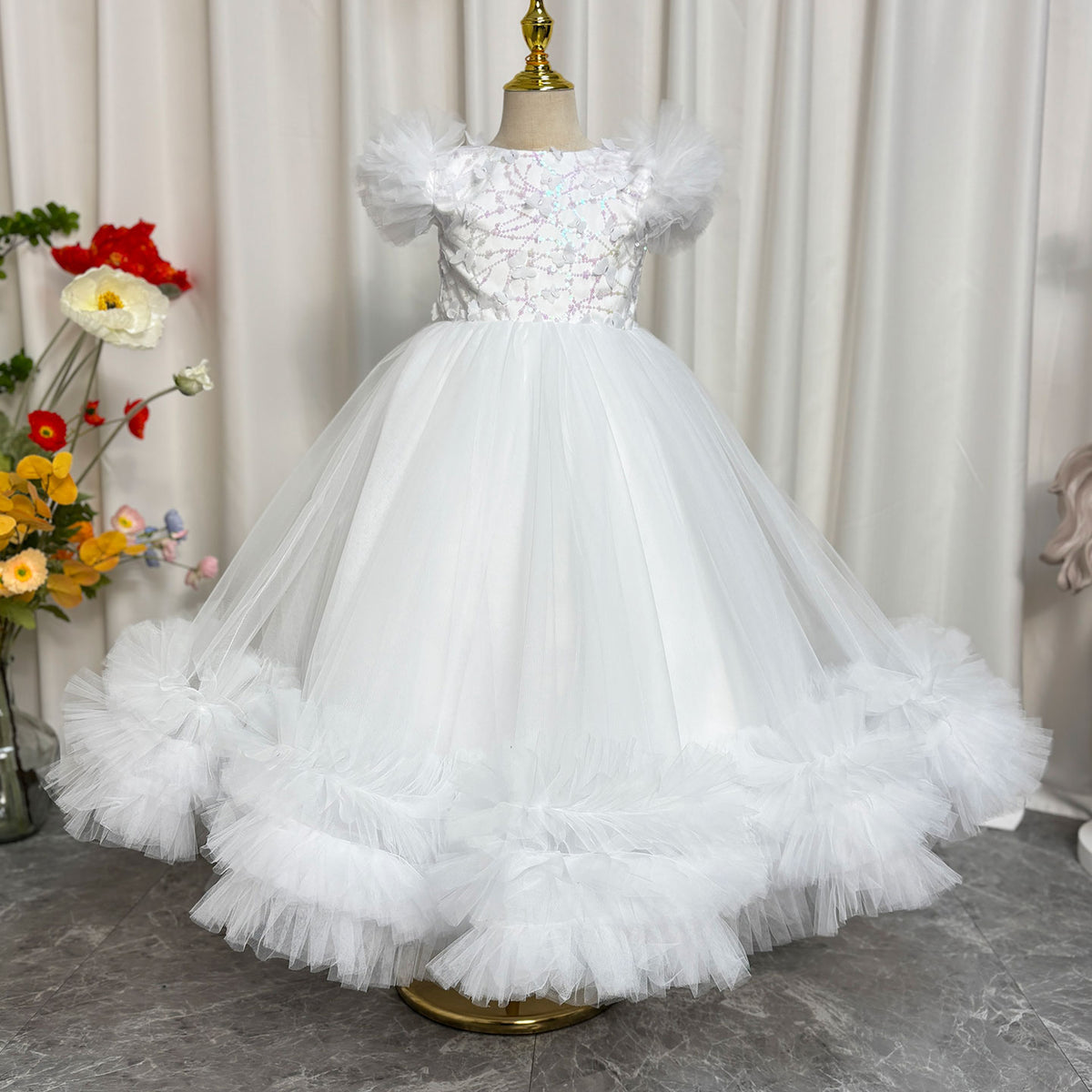Jill Wish Elegant Flower Girl Dress Gold Kids Princess J069