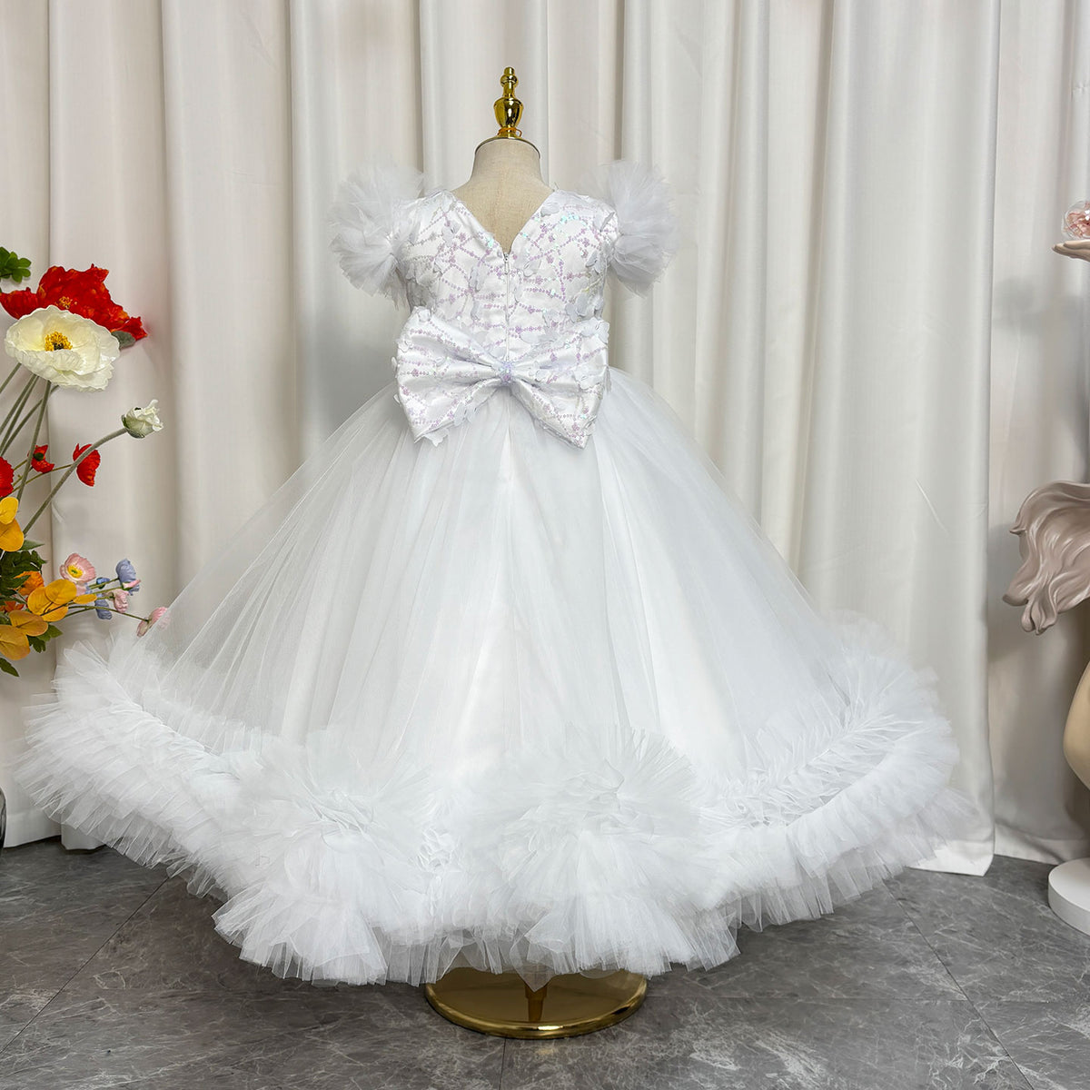 Jill Wish Elegant Flower Girl Dress Gold Kids Princess J069