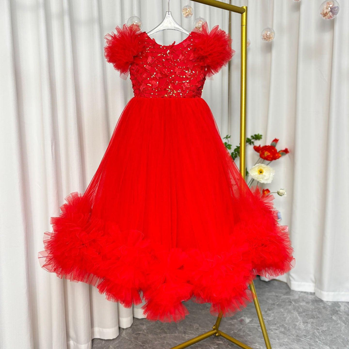 Jill Wish Elegant Flower Girl Dress Gold Kids Princess J069