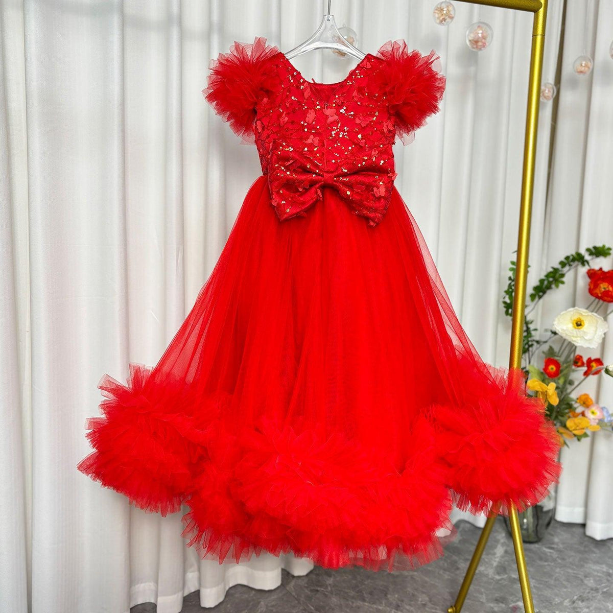 Jill Wish Elegant Flower Girl Dress Gold Kids Princess J069