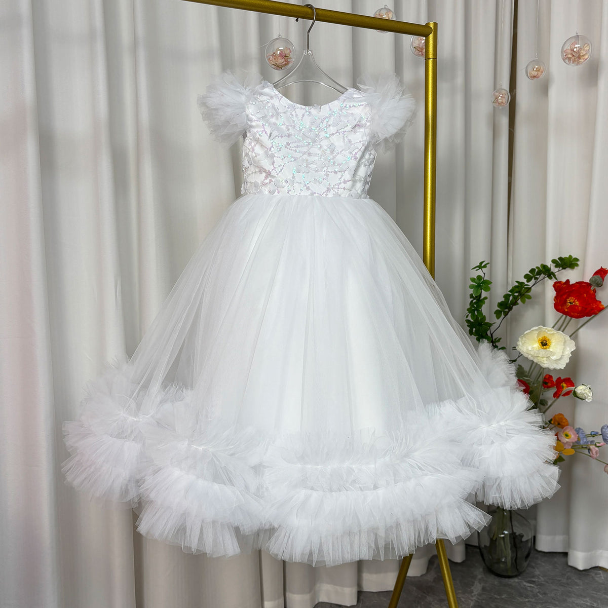 Jill Wish Elegant Flower Girl Dress Gold Kids Princess J069