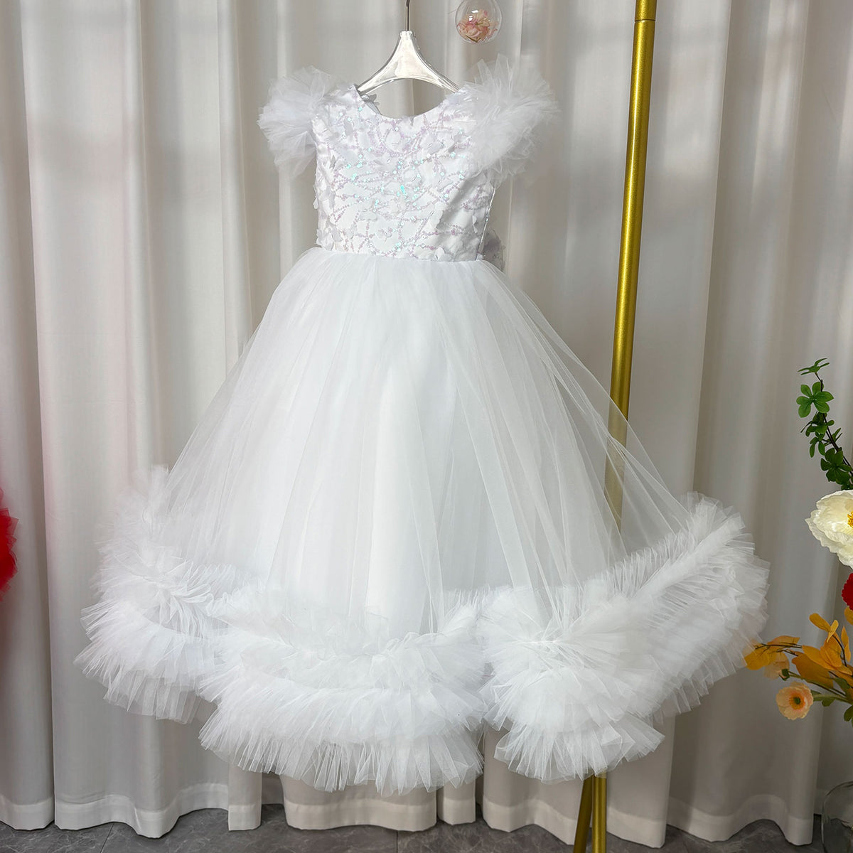 Jill Wish Elegant Flower Girl Dress Gold Kids Princess J069