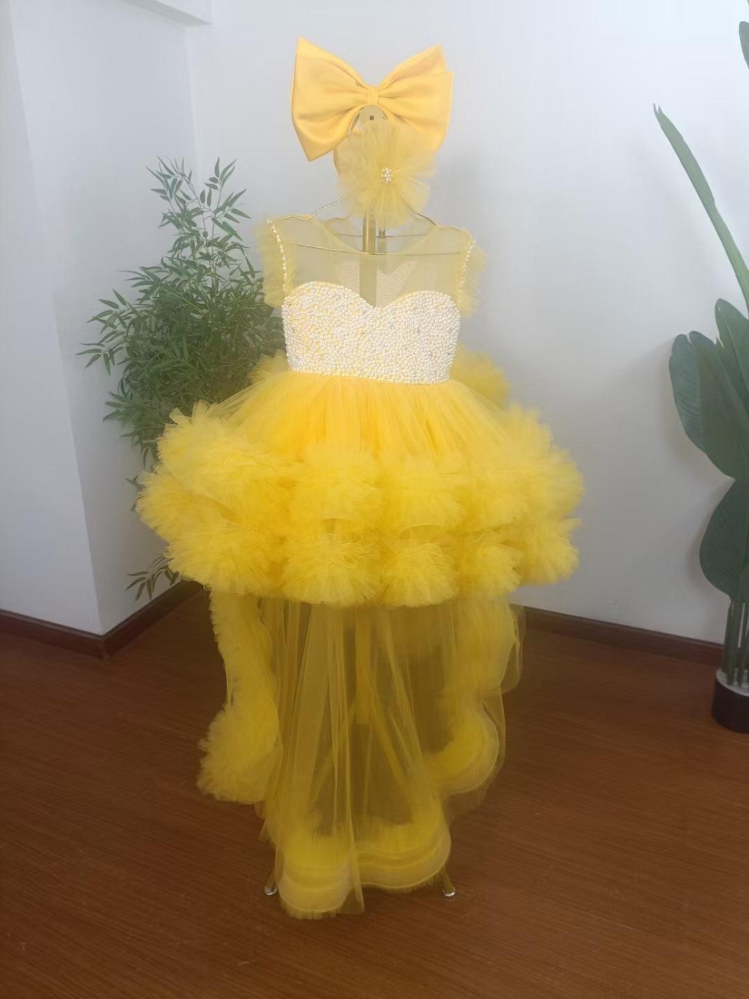 Jill Wish Elegant Green Pearls Flower Girl Dress Princess J301