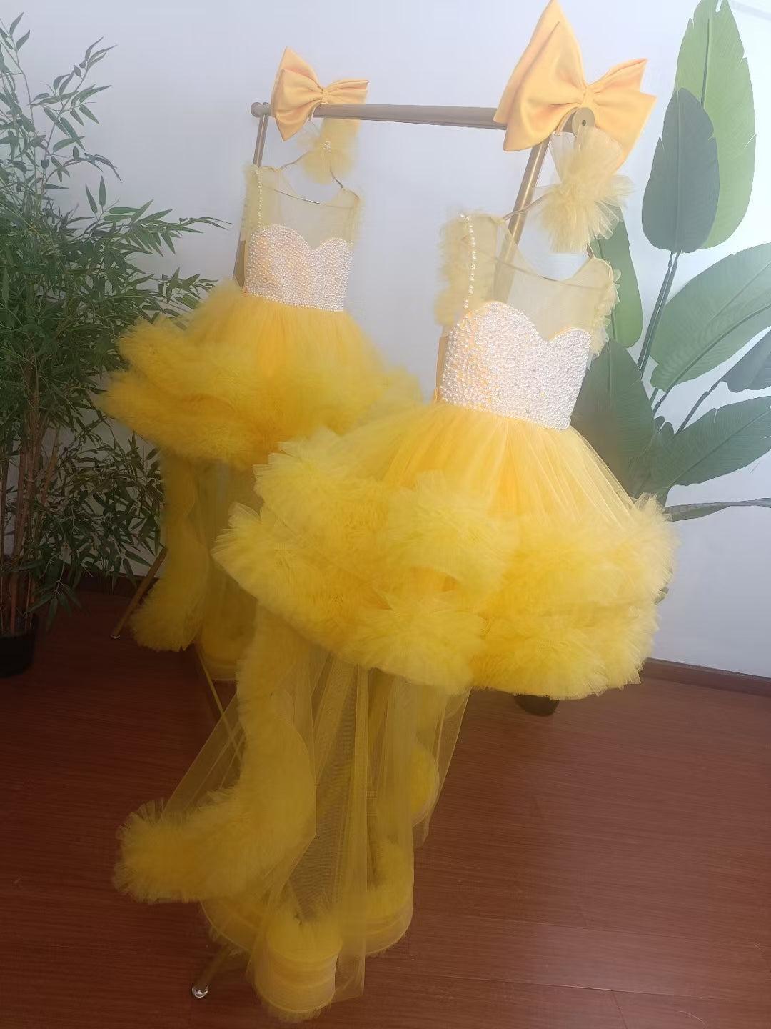 Jill Wish Elegant Green Pearls Flower Girl Dress Princess J301