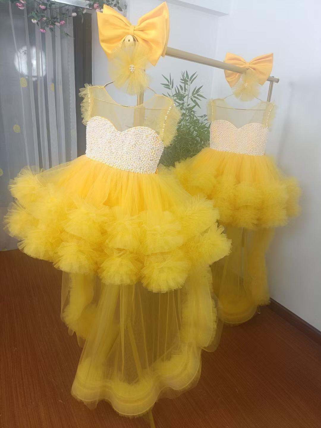 Jill Wish Elegant Green Pearls Flower Girl Dress Princess J301
