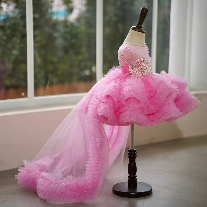 Jill Wish Elegant Green Pearls Flower Girl Dress Princess J301