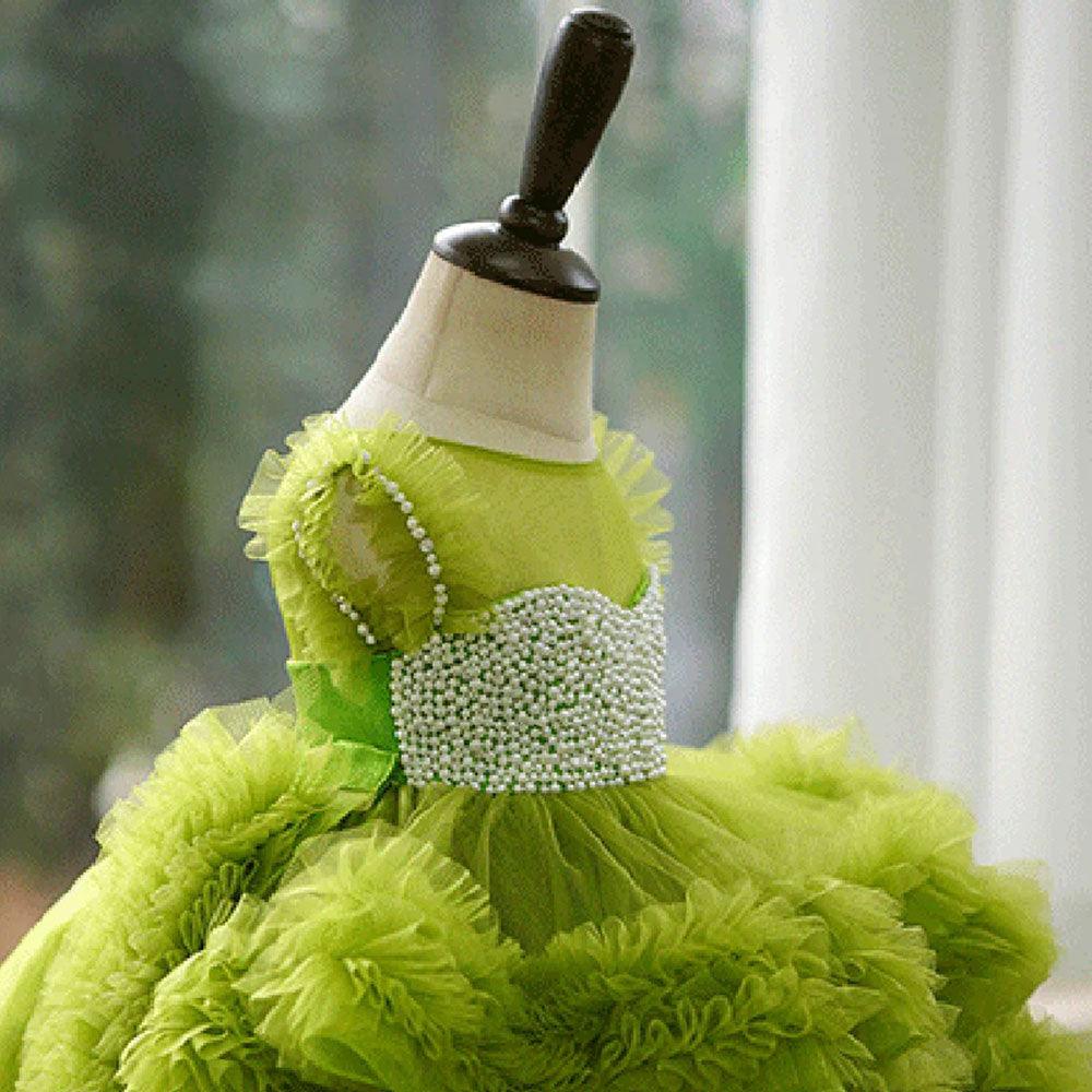 Jill Wish Elegant Green Pearls Flower Girl Dress Princess J301
