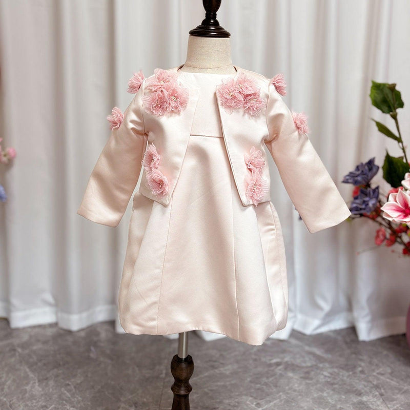 Jill Wish Elegant Ivory Two Piece Girl Dress Handmade Flowers Princess J207