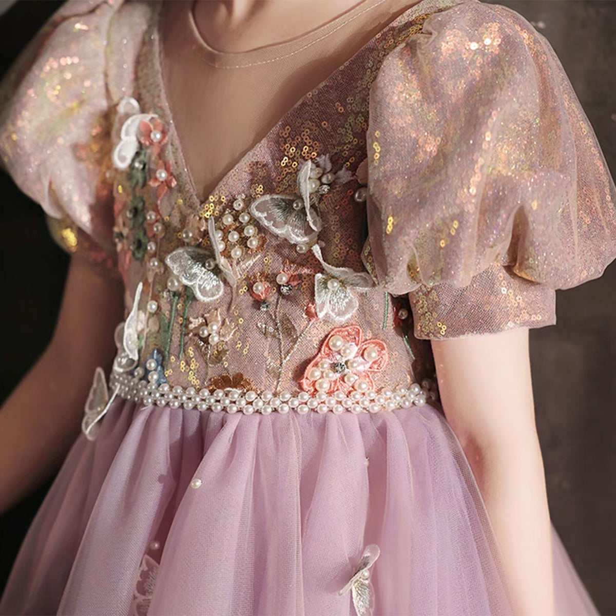 Jill Wish Elegant Lilac Crystal A-Line Birthday Pageant Girl Dress J338