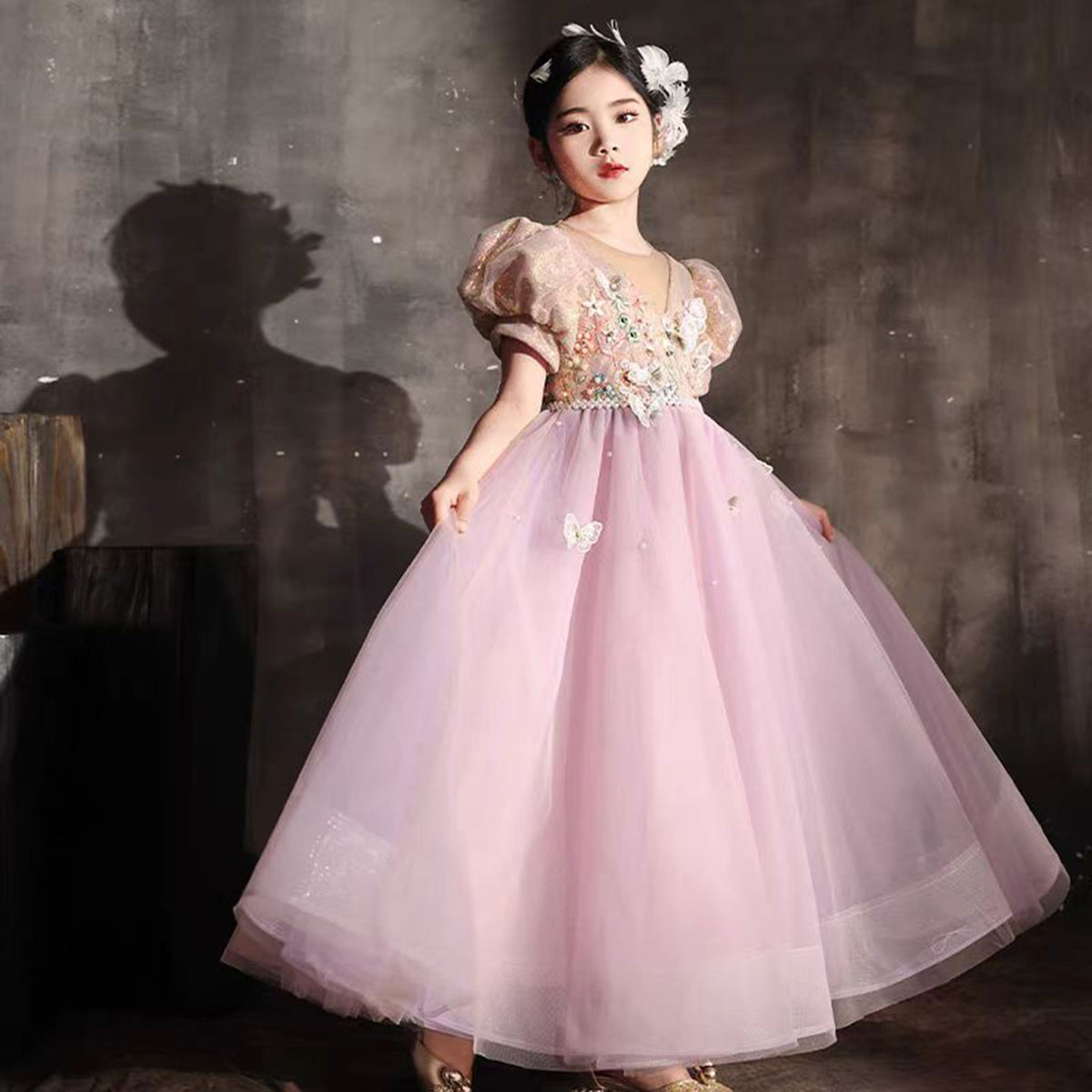 Jill Wish Elegant Lilac Crystal A-Line Birthday Pageant Girl Dress J338