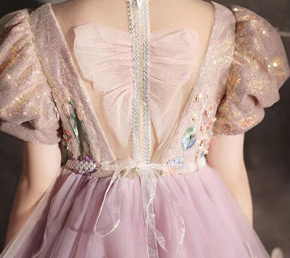 Jill Wish Elegant Lilac Crystal A-Line Birthday Pageant Girl Dress J338