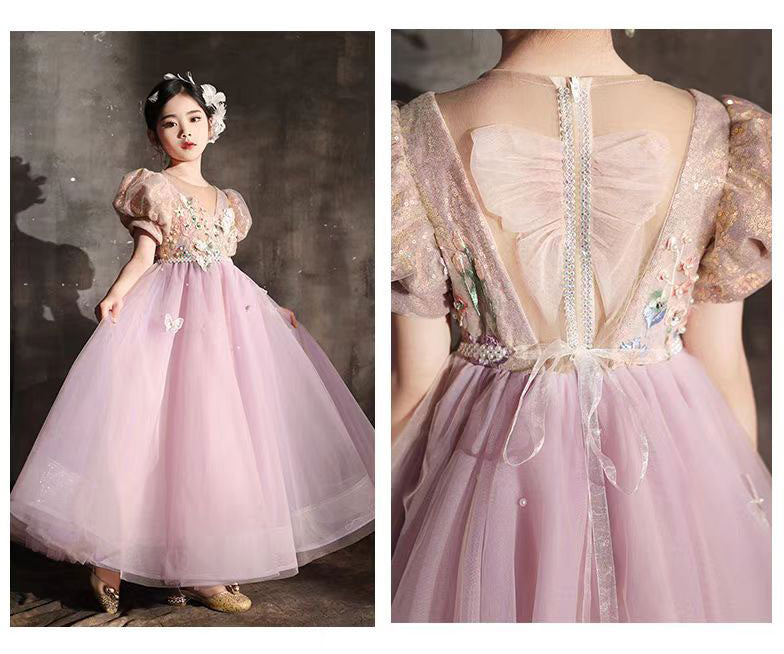 Jill Wish Elegant Lilac Crystal A-Line Birthday Pageant Girl Dress J338