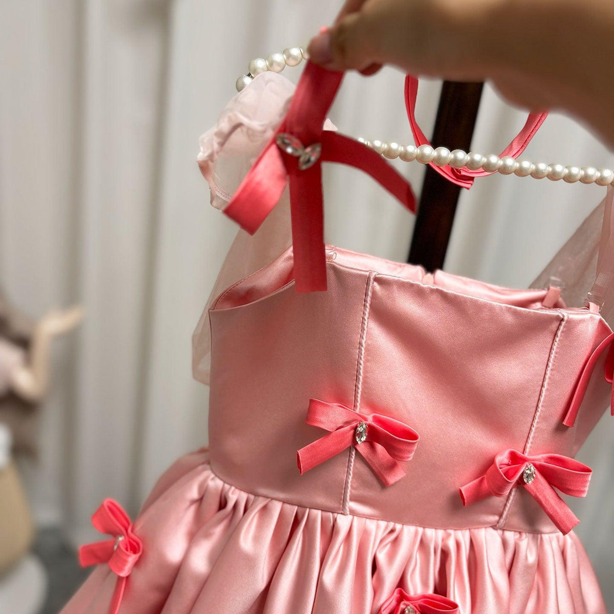 Jill Wish Elegant Pink Arabic Flower Girl Dresses with Glove Dubai Backless J100