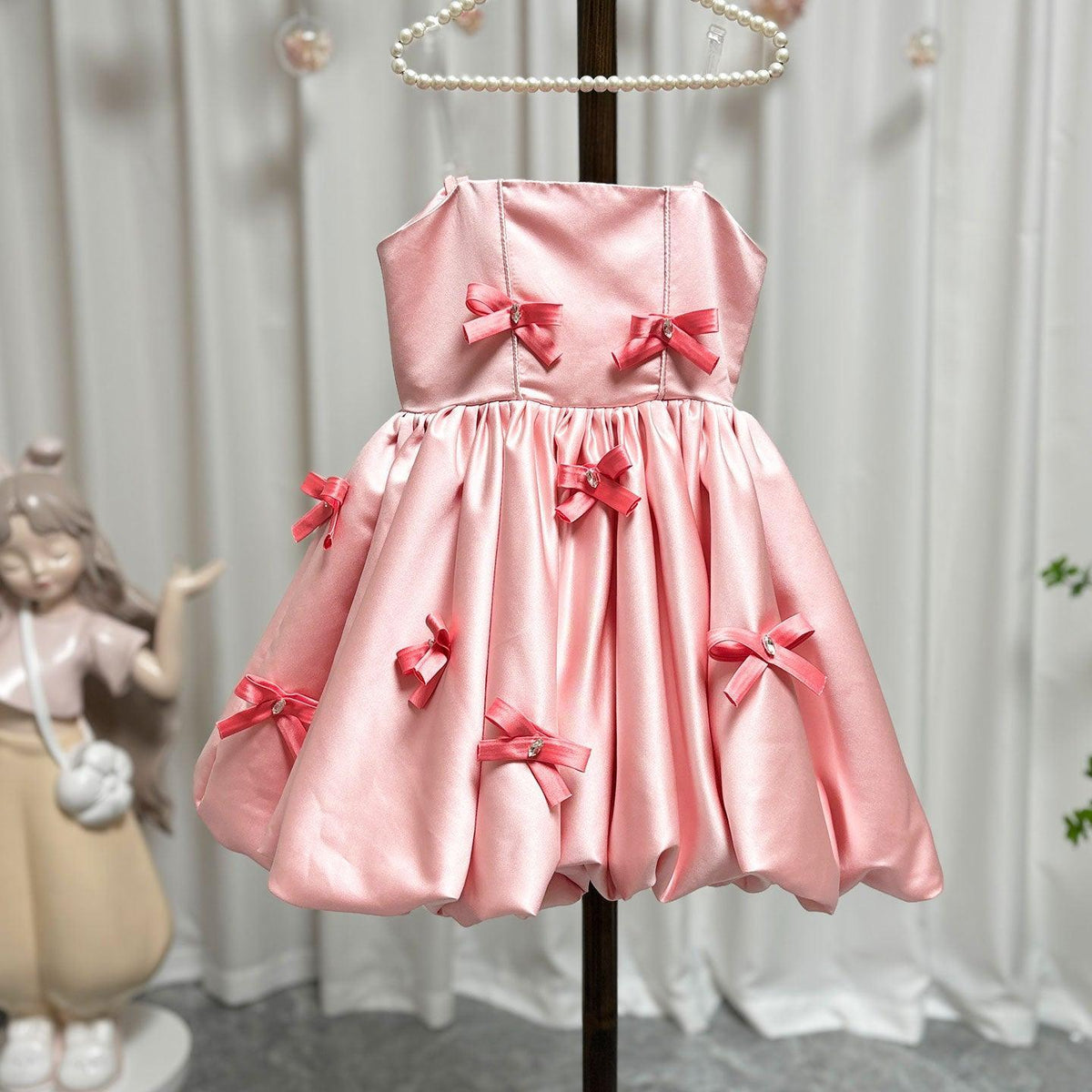 Jill Wish Elegant Pink Arabic Flower Girl Dresses with Glove Dubai Backless J100
