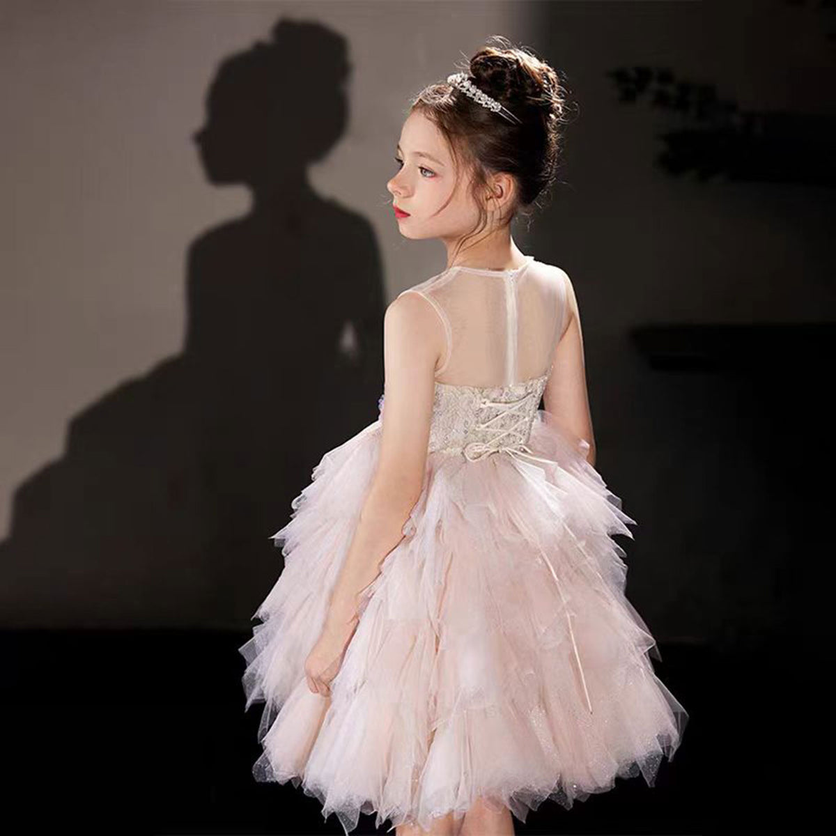 Jill Wish Elegant Pink Beading Birthday Girl Dress Knee Length J182