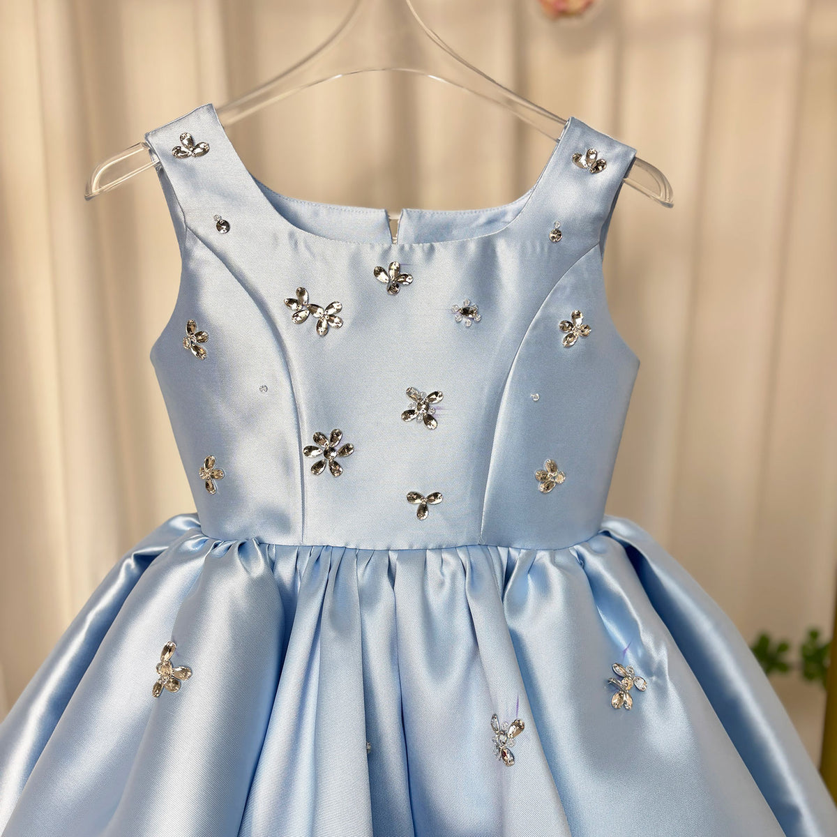 Jill Wish Elegant Pink Satin Girl Dresses Square Collar for Kids Party Gown J145