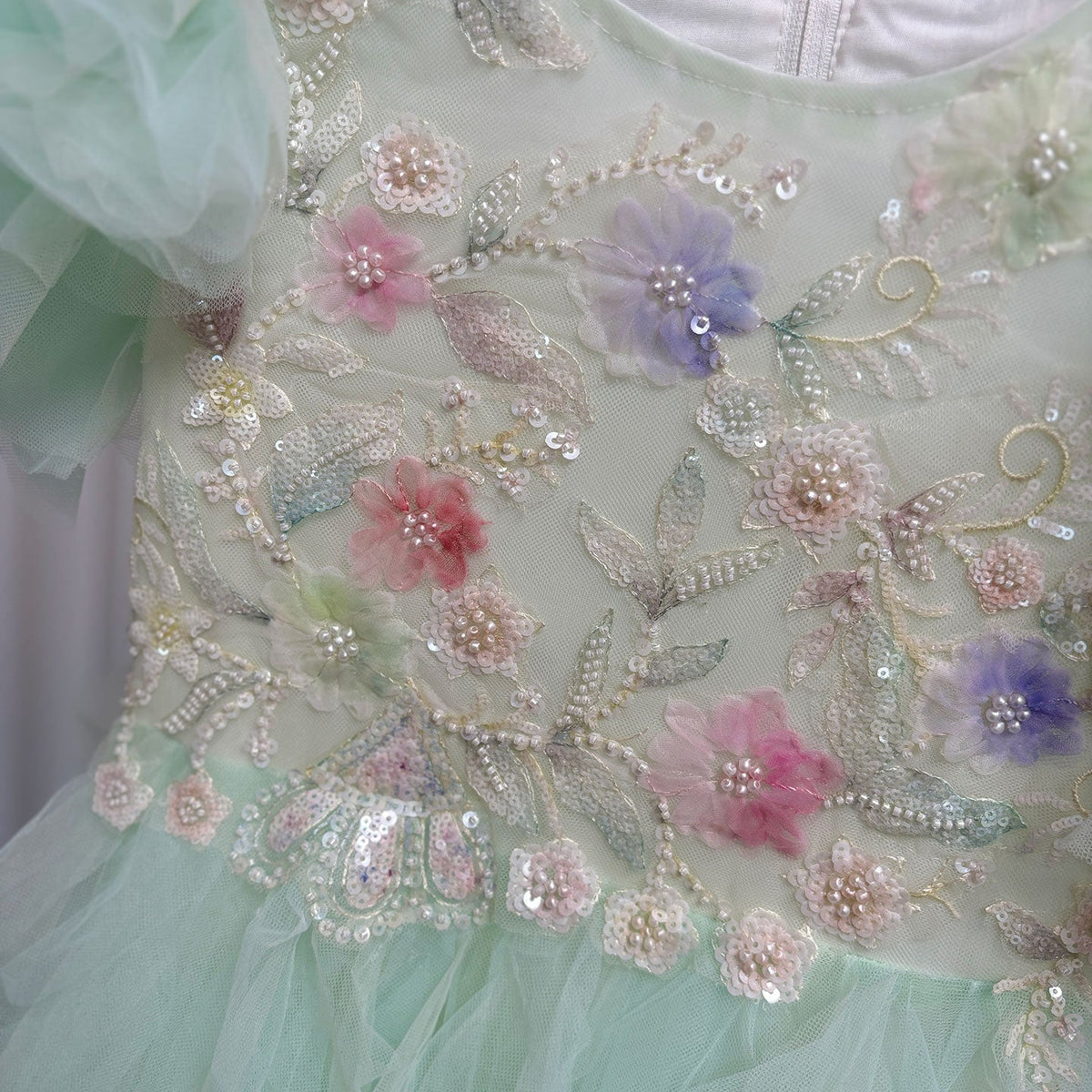 Jill Wish Elegant Sage Green Flower Girl Dress Arabic Princess Kids J077