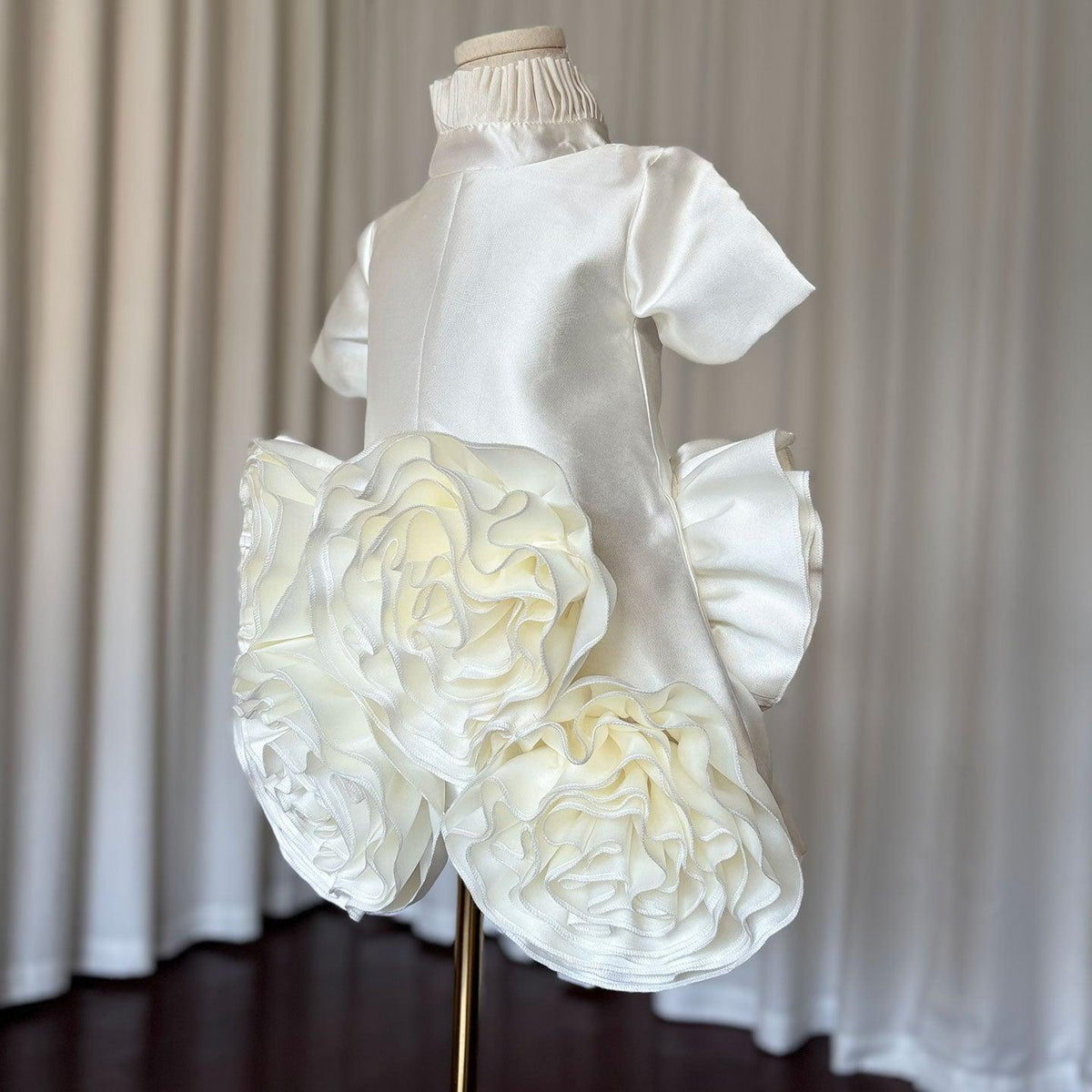 Jill Wish Elegant White Dubai Girl Dress 3D Flowers Arabric Princess Kids J166