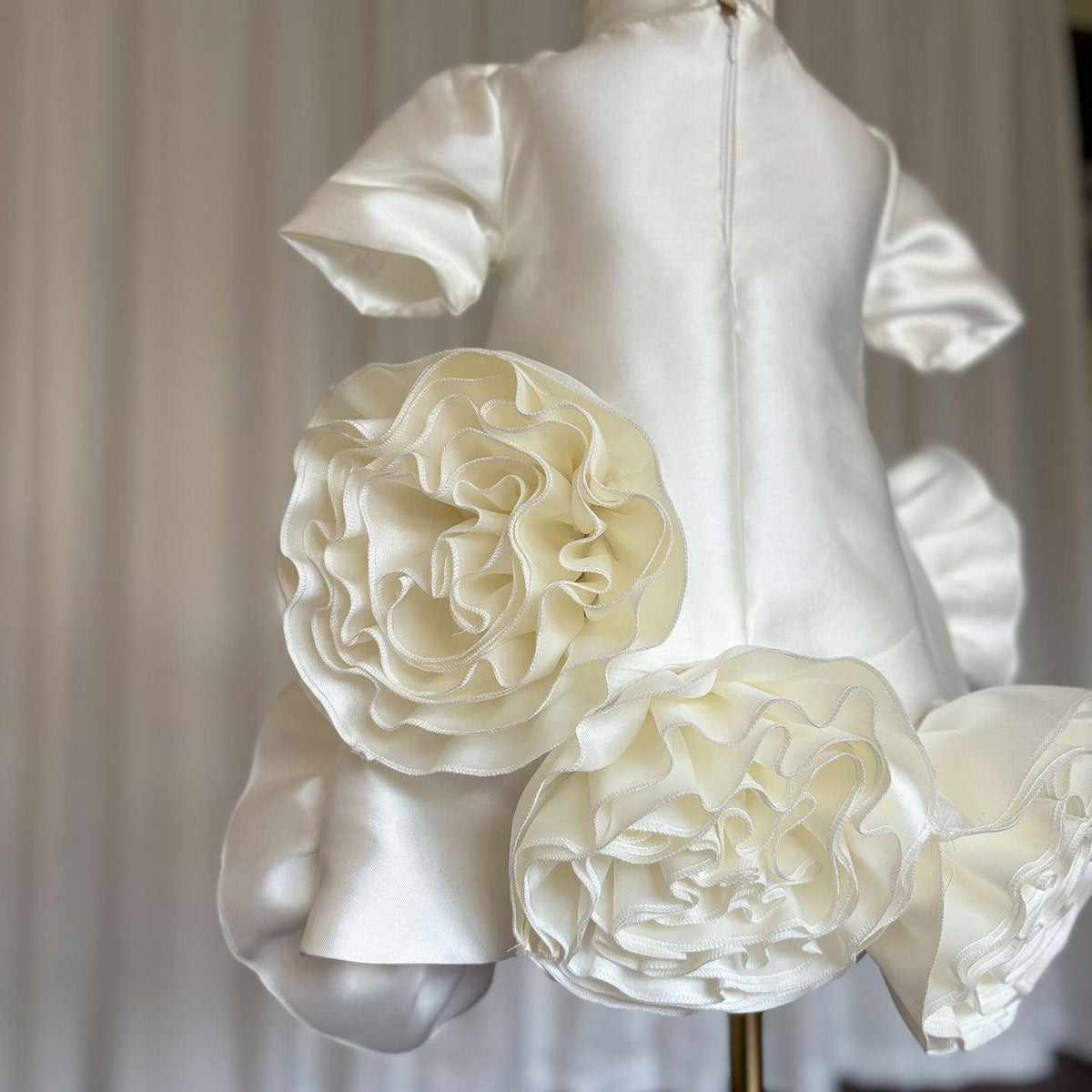 Jill Wish Elegant White Dubai Girl Dress 3D Flowers Arabric Princess Kids J166