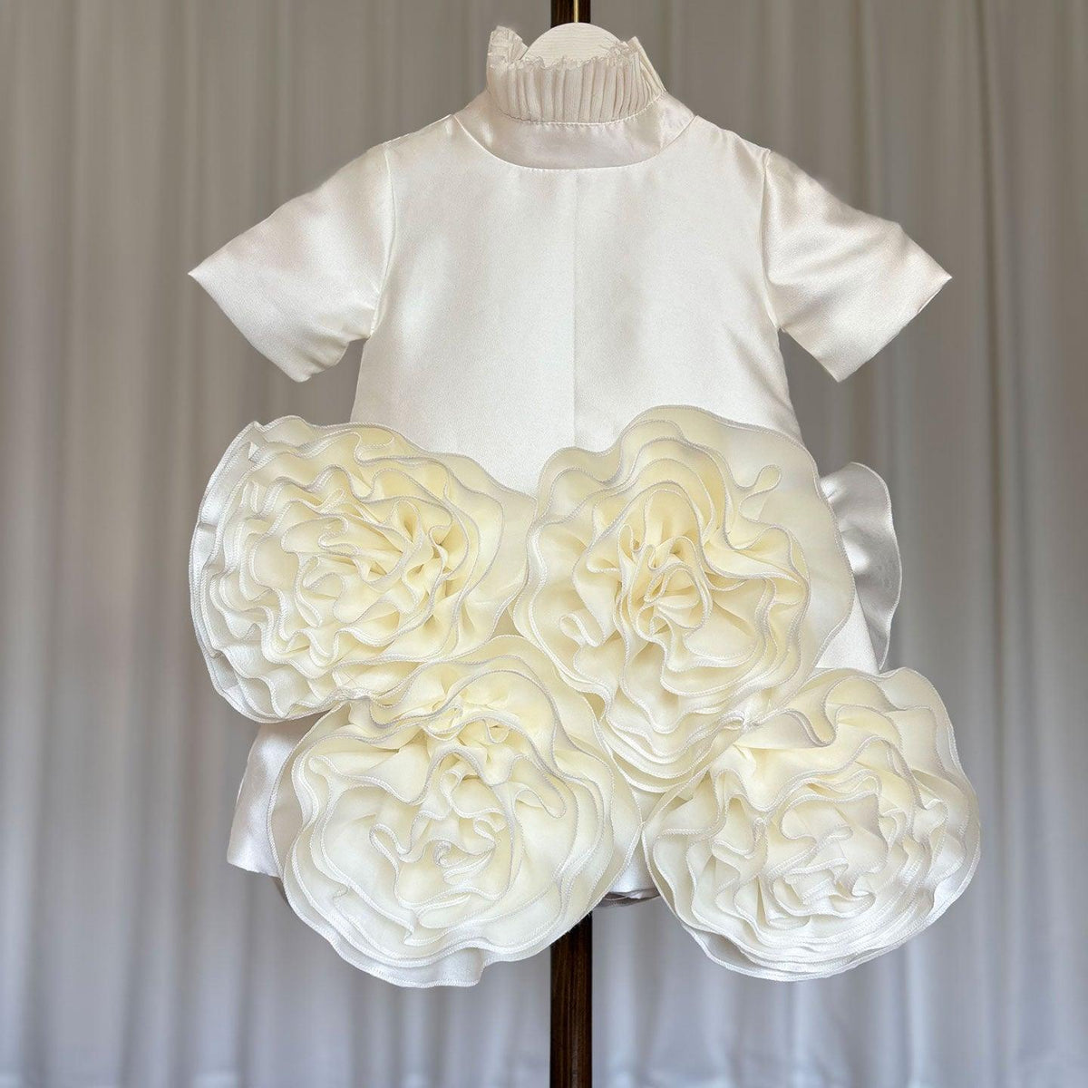 Jill Wish Elegant White Dubai Girl Dress 3D Flowers Arabric Princess Kids J166