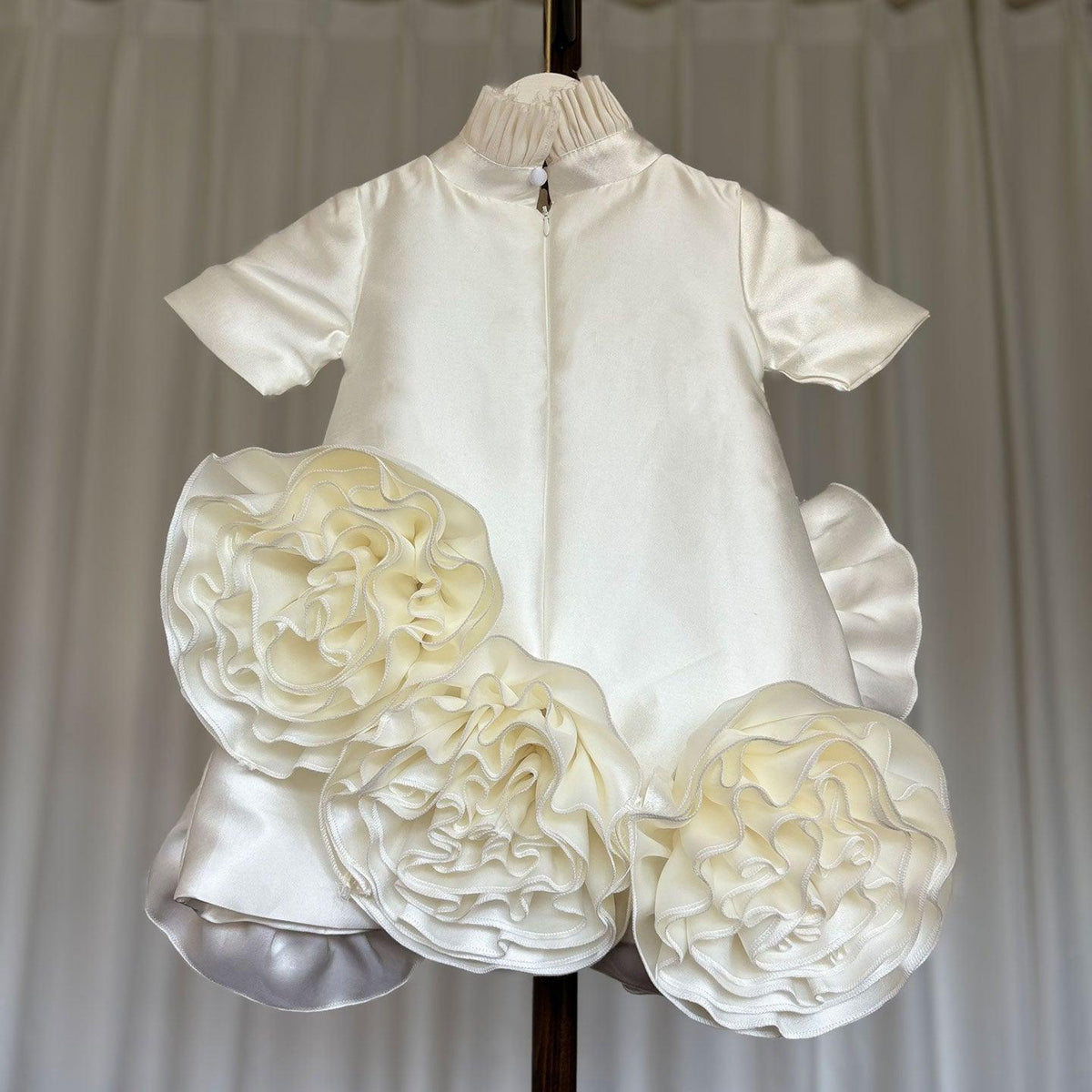 Jill Wish Elegant White Dubai Girl Dress 3D Flowers Arabric Princess Kids J166