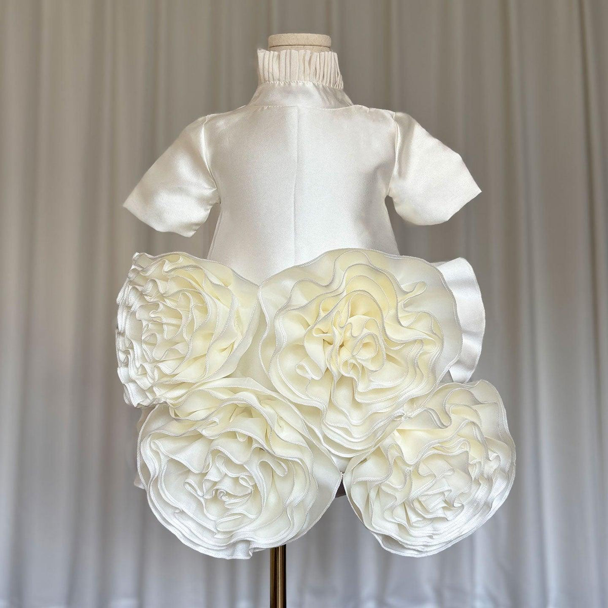 Jill Wish Elegant White Dubai Girl Dress 3D Flowers Arabric Princess Kids J166