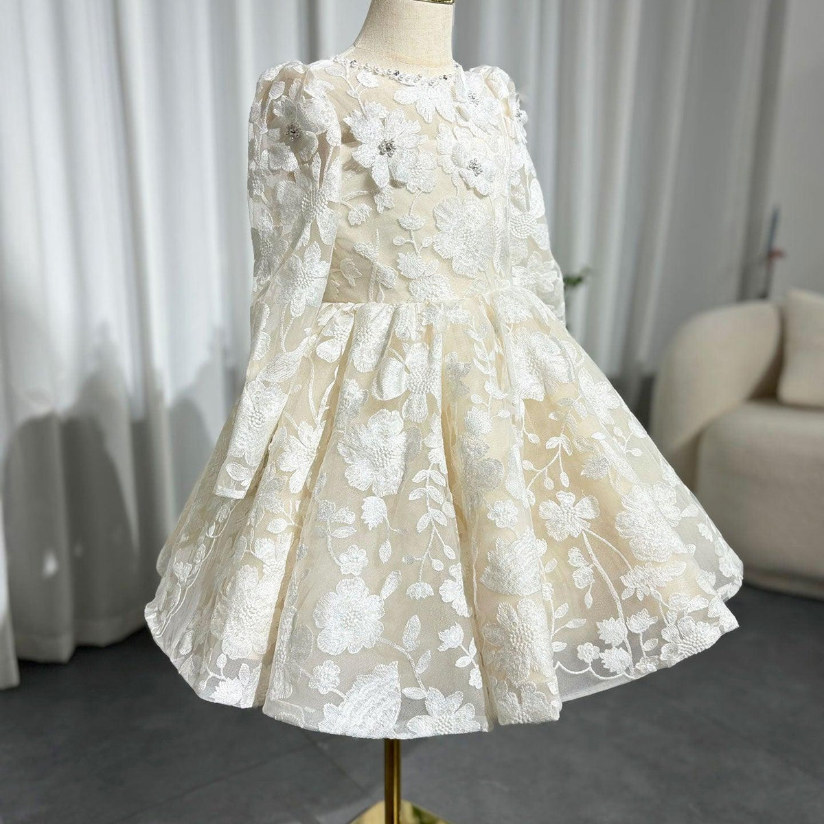 Jill Wish Elegant White Flower Girl Dress Appliques Princess J308