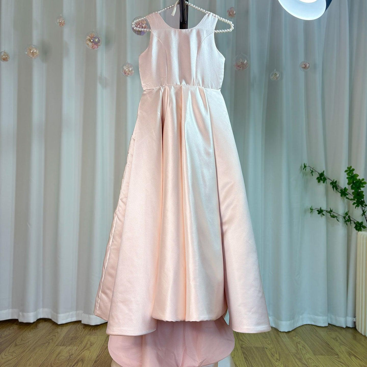 Jill Wish Elegant White Flower Girl Dress with Bow Satin Ball Gown J205