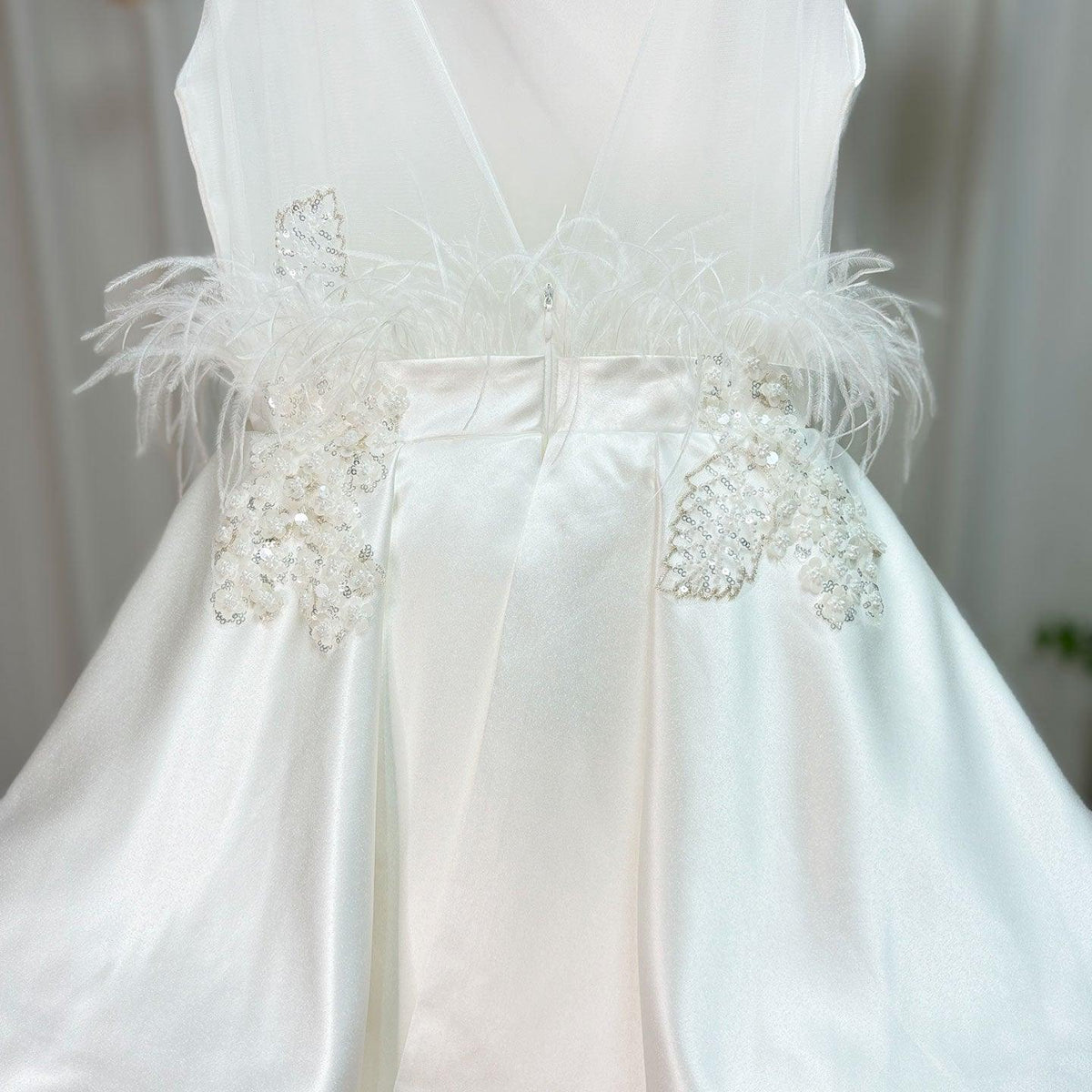 Jill Wish Elegant White Girl Dress Appliques Beading Red Ball Gown J322