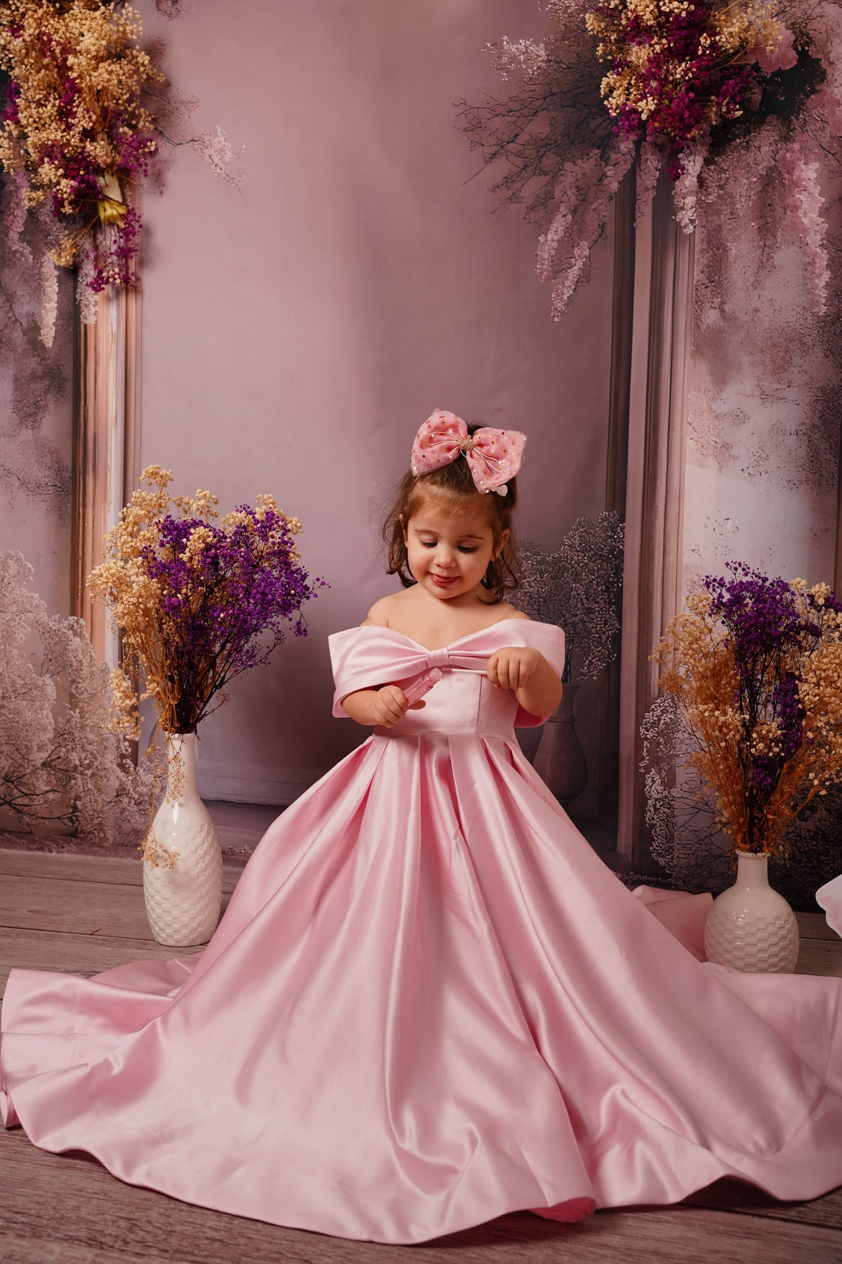 Jill Wish Elegant White Satin Girl Dress for First Communion J019