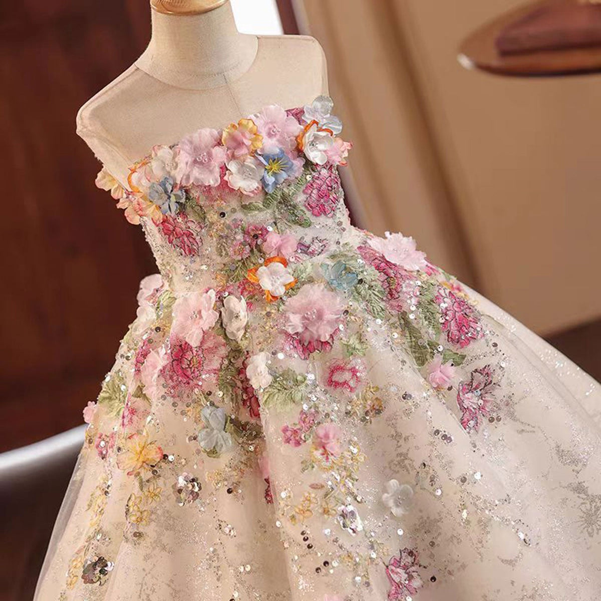 Jill Wish Floral Luxury Long Girl Dress for Princess Birthday Pageant J292