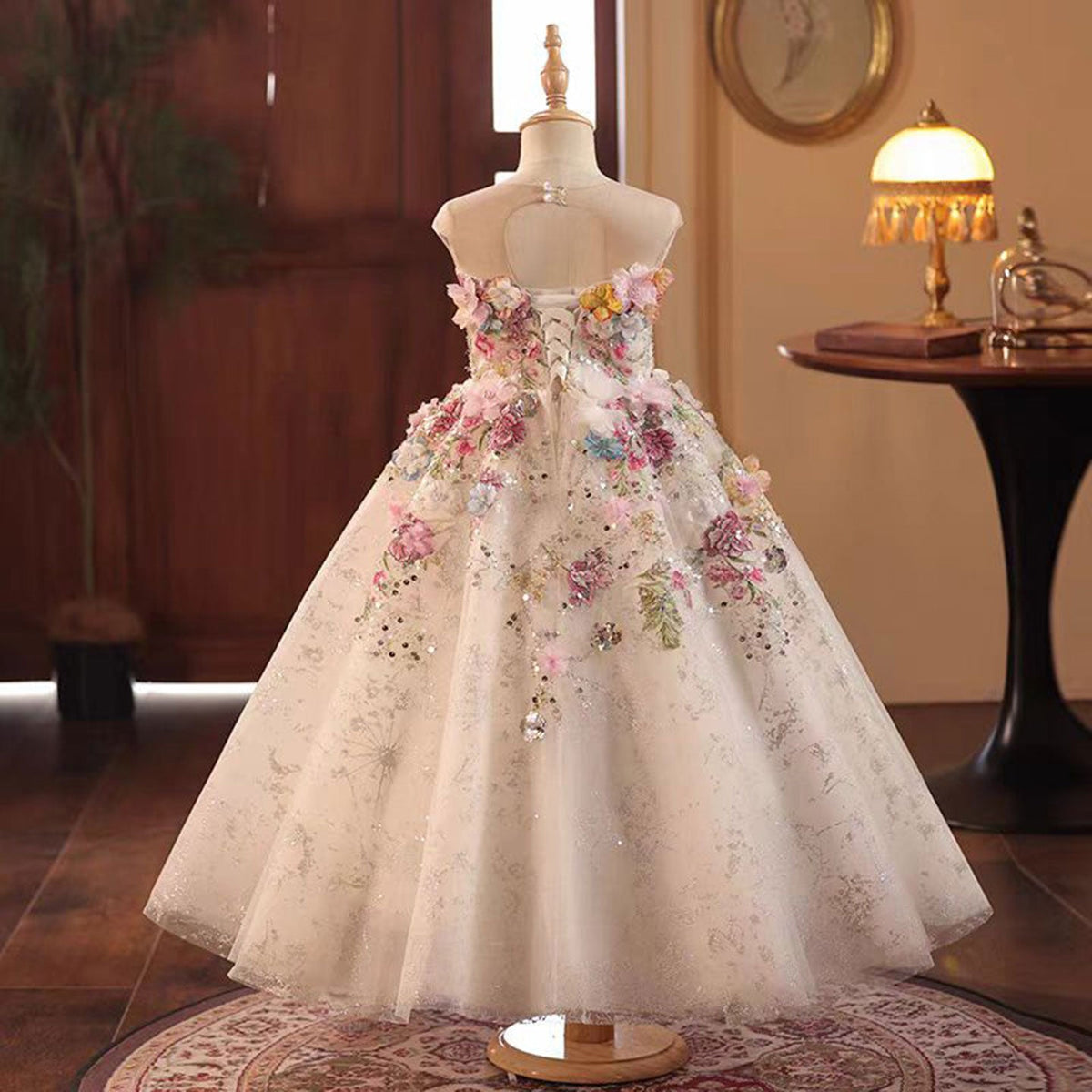 Jill Wish Floral Luxury Long Girl Dress for Princess Birthday Pageant J292