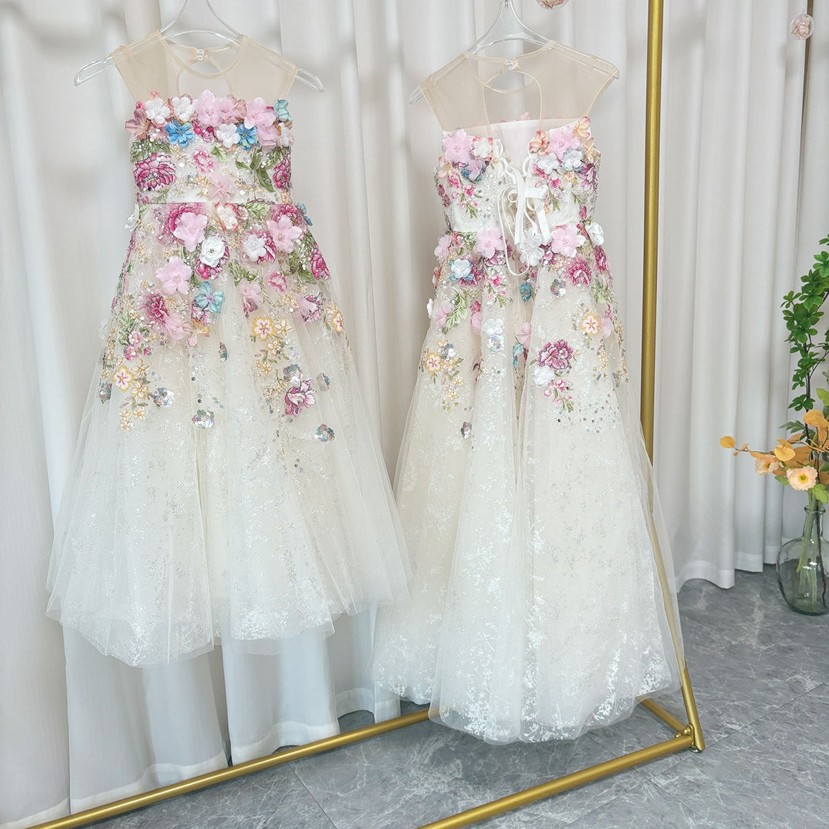 Jill Wish Floral Luxury Long Girl Dress for Princess Birthday Pageant J292
