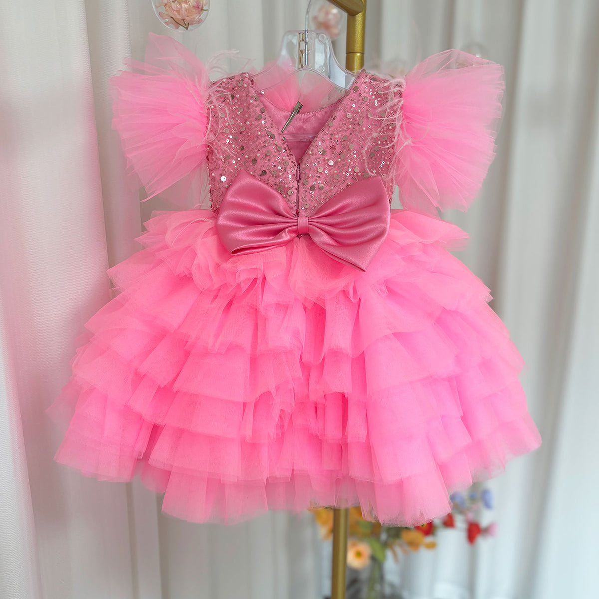 Jill Wish Floral Sequin Knee Length Baby Birthday Girl Dress J275
