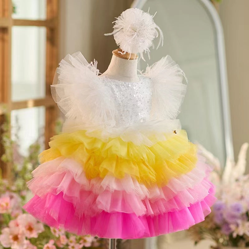 Jill Wish Floral Sequin Knee Length Baby Birthday Girl Dress J275