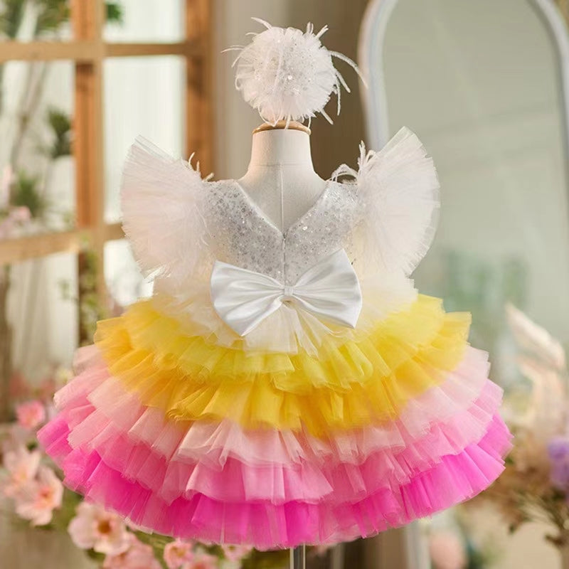 Jill Wish Floral Sequin Knee Length Baby Birthday Girl Dress J275
