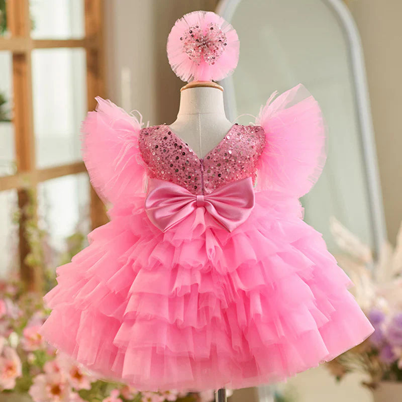 Jill Wish Floral Sequin Knee Length Baby Birthday Girl Dress J275