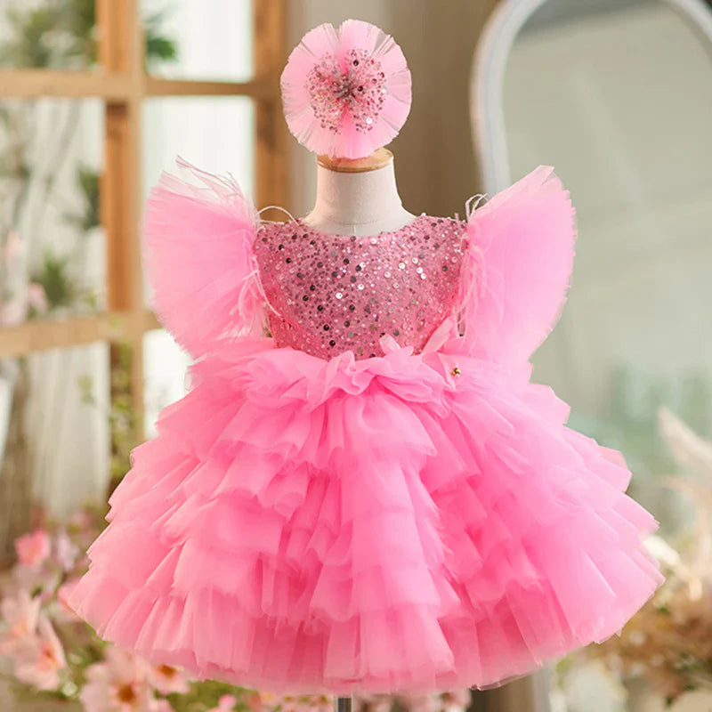 Jill Wish Floral Sequin Knee Length Baby Birthday Girl Dress J275