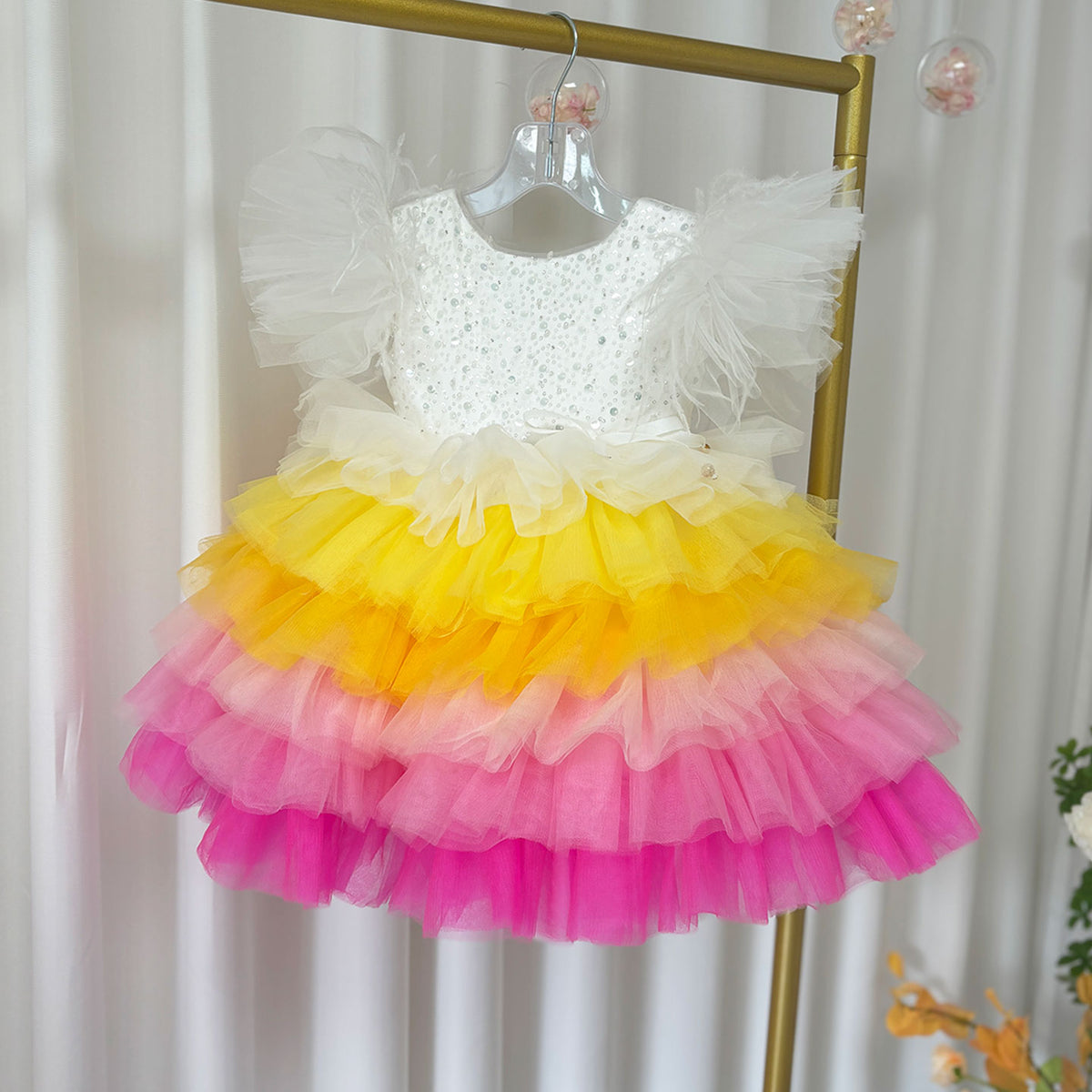 Jill Wish Floral Sequin Knee Length Baby Birthday Girl Dress J275
