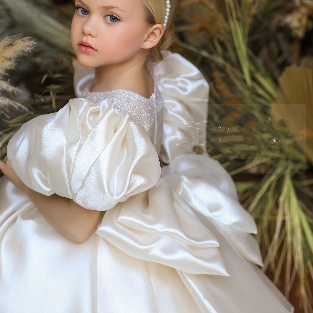 Jill Wish Girl Dress Puffy Sleeve for Kids Princess Birthday Wedding Party J373