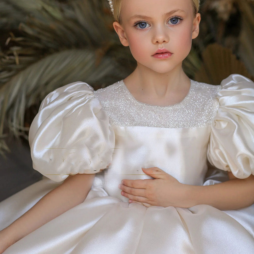 Jill Wish Girl Dress Puffy Sleeve for Kids Princess Birthday Wedding Party J373