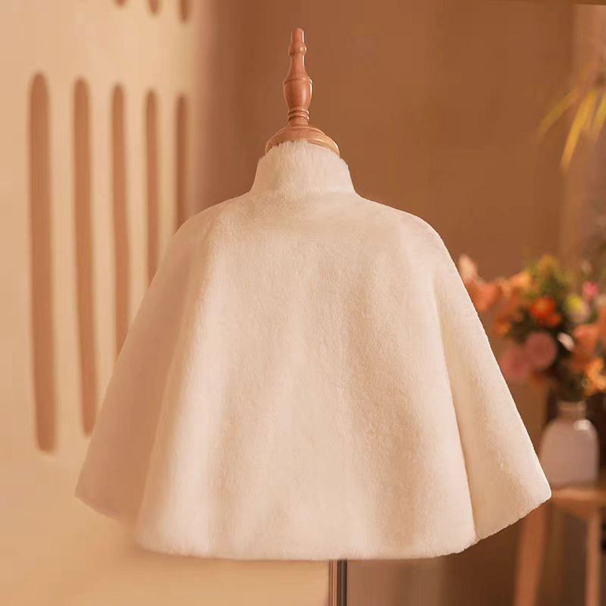 Jill Wish Girls Shawl Plus Velvet White Long Sleeve Winter Warm With Cape W002
