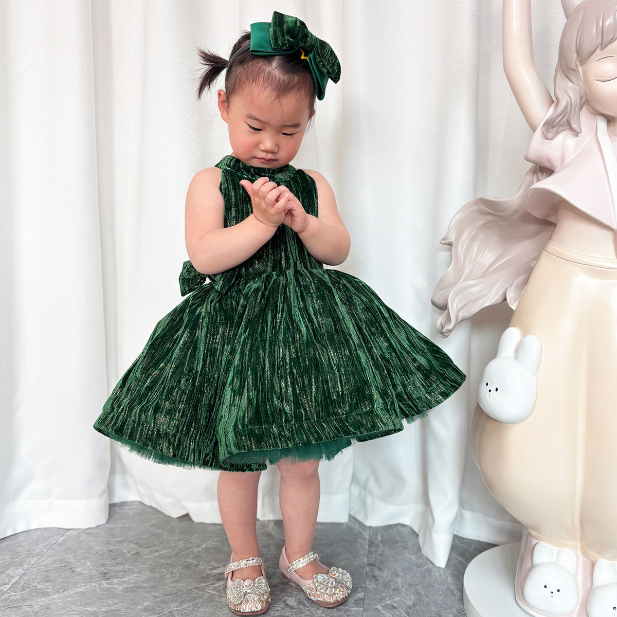 Jill Wish Green Knee Length Baby 1st Birthday Girl Dress J310