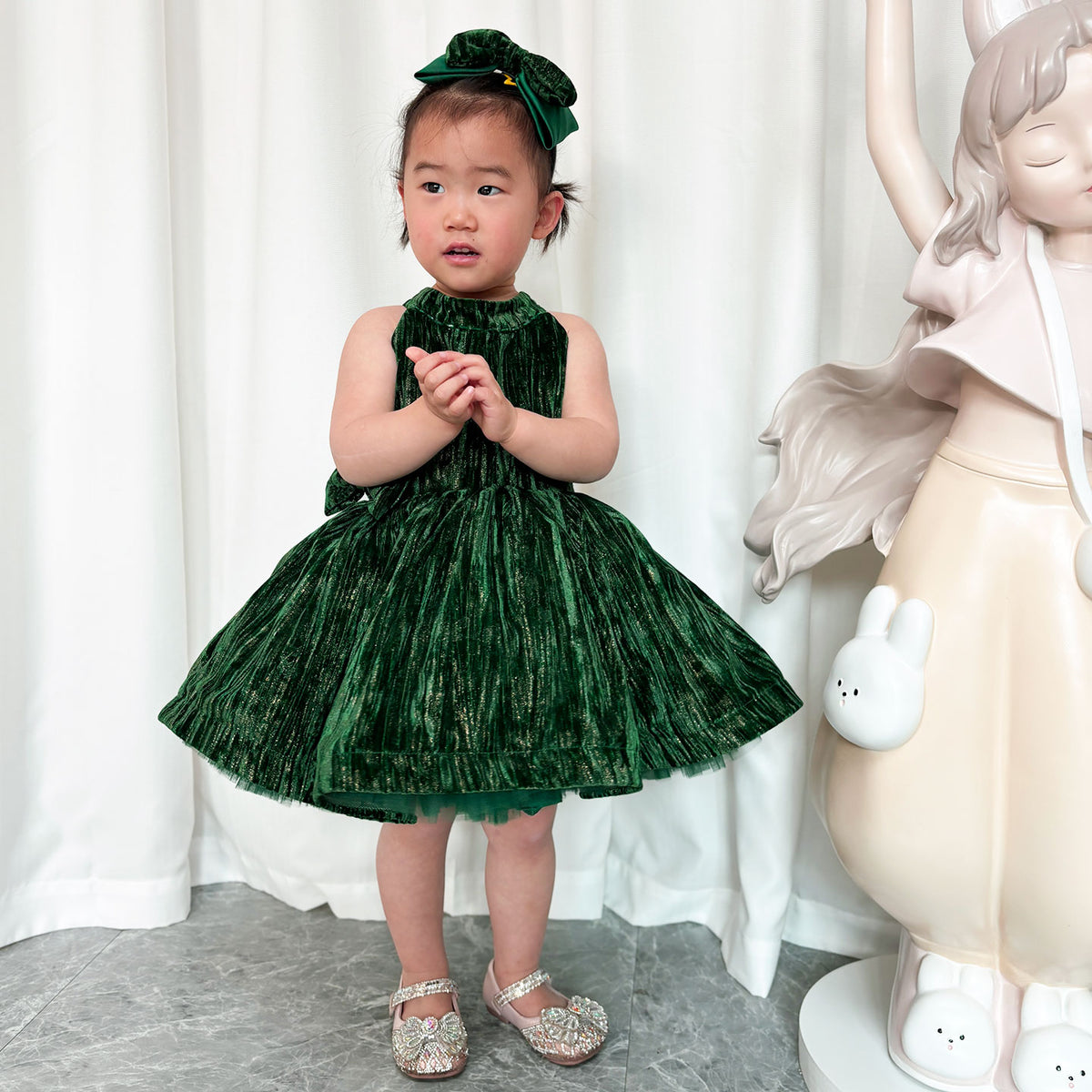 Jill Wish Green Knee Length Baby 1st Birthday Girl Dress J310