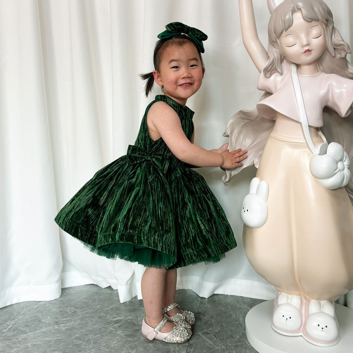 Jill Wish Green Knee Length Baby 1st Birthday Girl Dress J310