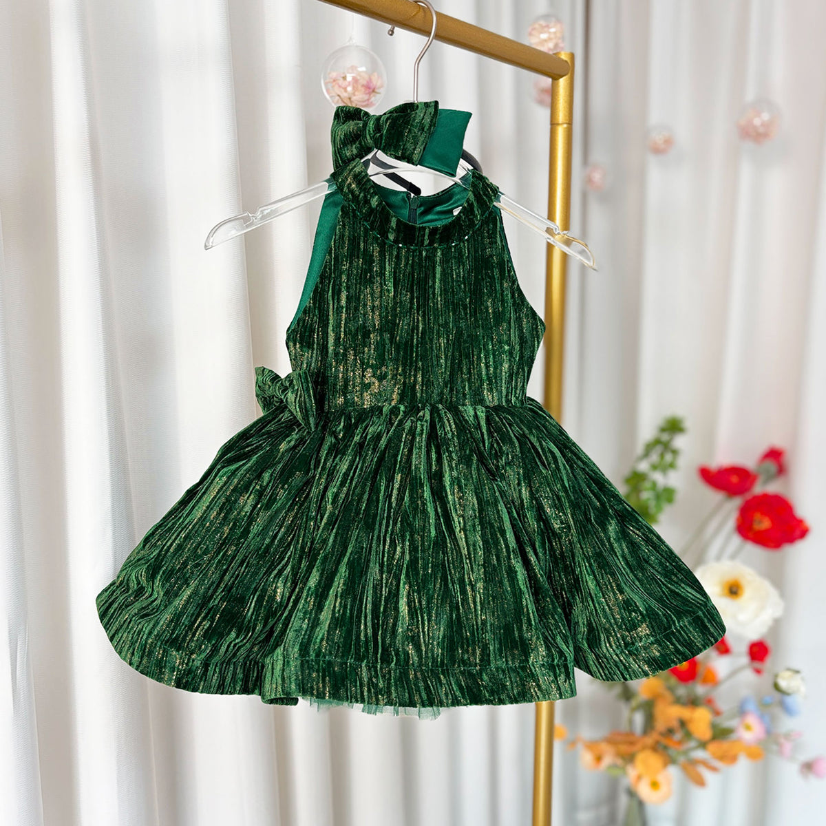Jill Wish Green Knee Length Baby 1st Birthday Girl Dress J310