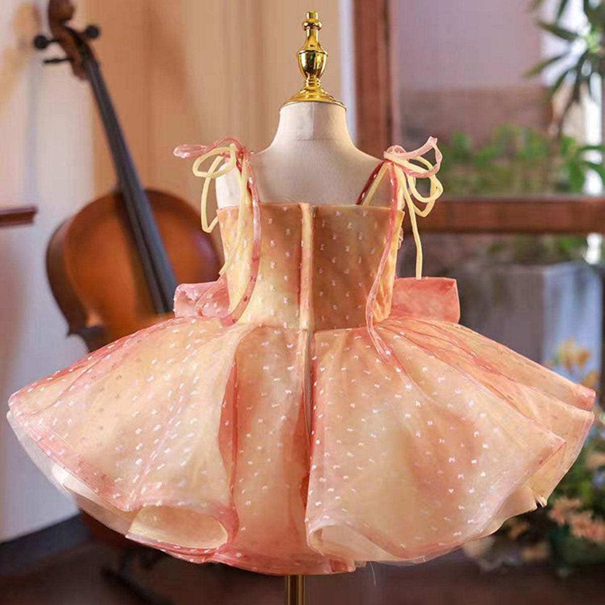 Jill Wish Lovely Coral Girl Dress Bow for Baby Kids Princess J110